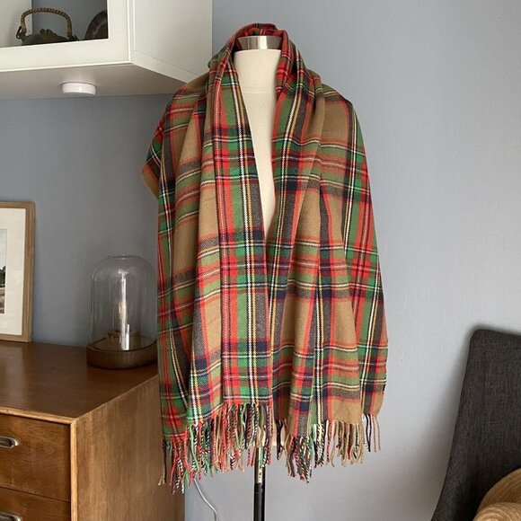 J. Crew Plaid Blanket Scarf in Saddle Scotty Plaid 63 3/4" L x 45"